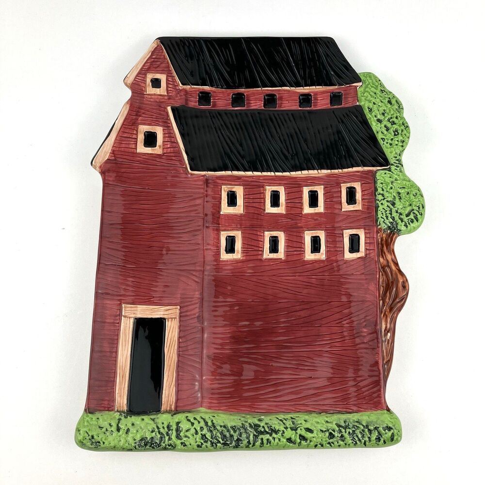 Vintage Sakura Warren Kimble Barn Tray 1998 Ceramic 12"